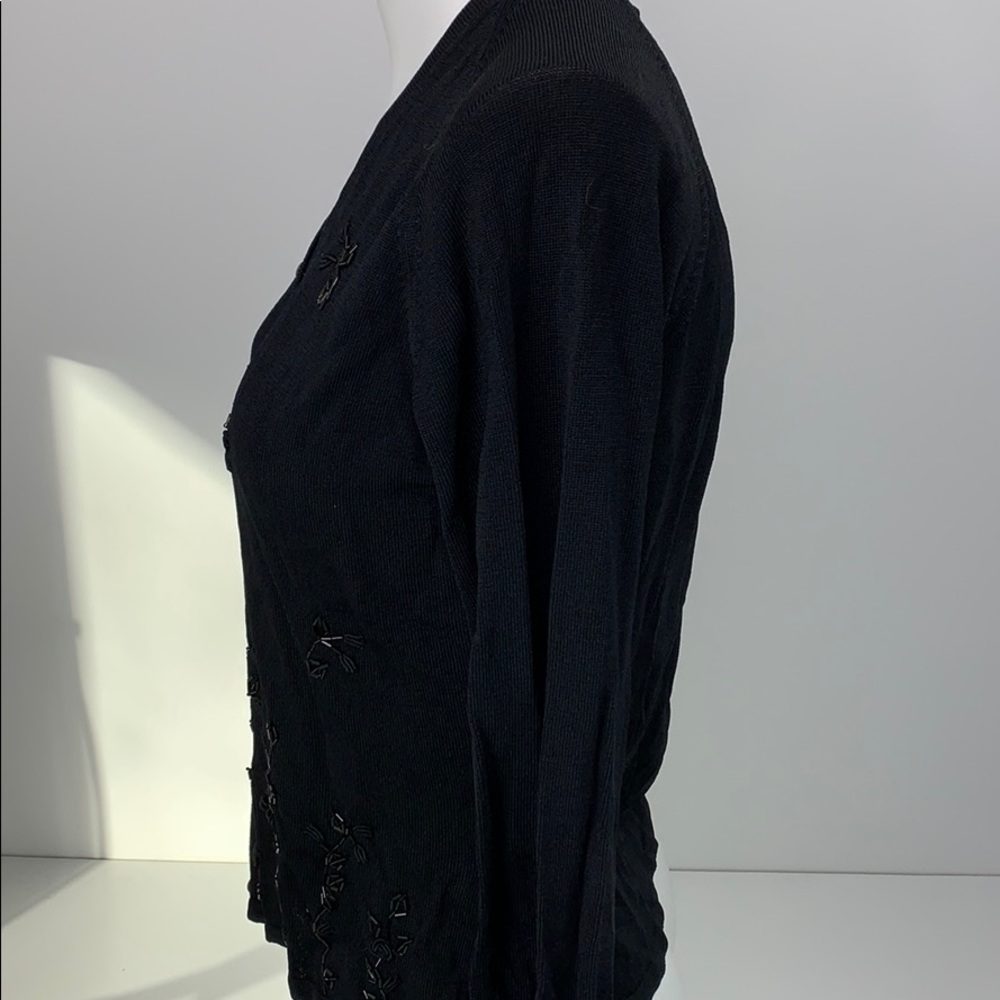 Cache Beaded Embellished Button Front Knit Top M - image 4